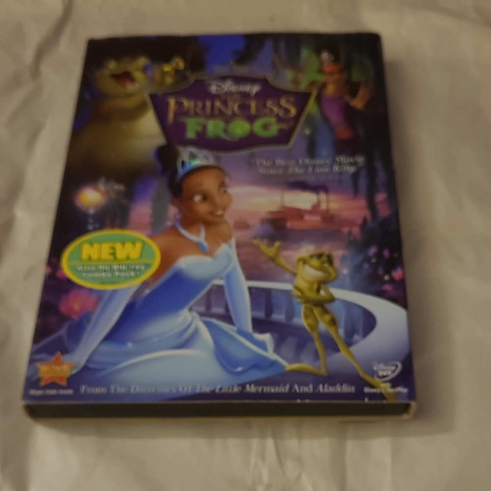 Disney Princess and the Frog DVD with Blue and Purple Cover.